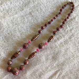 Vintage hand painted bead necklace